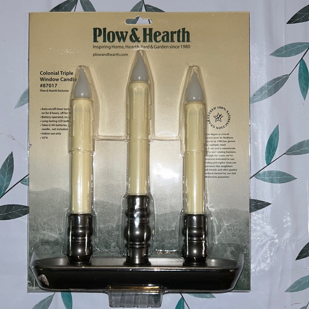 Battery-Operated LED Colonial Window Triple Candle - Bronze - Picture 2 of 3